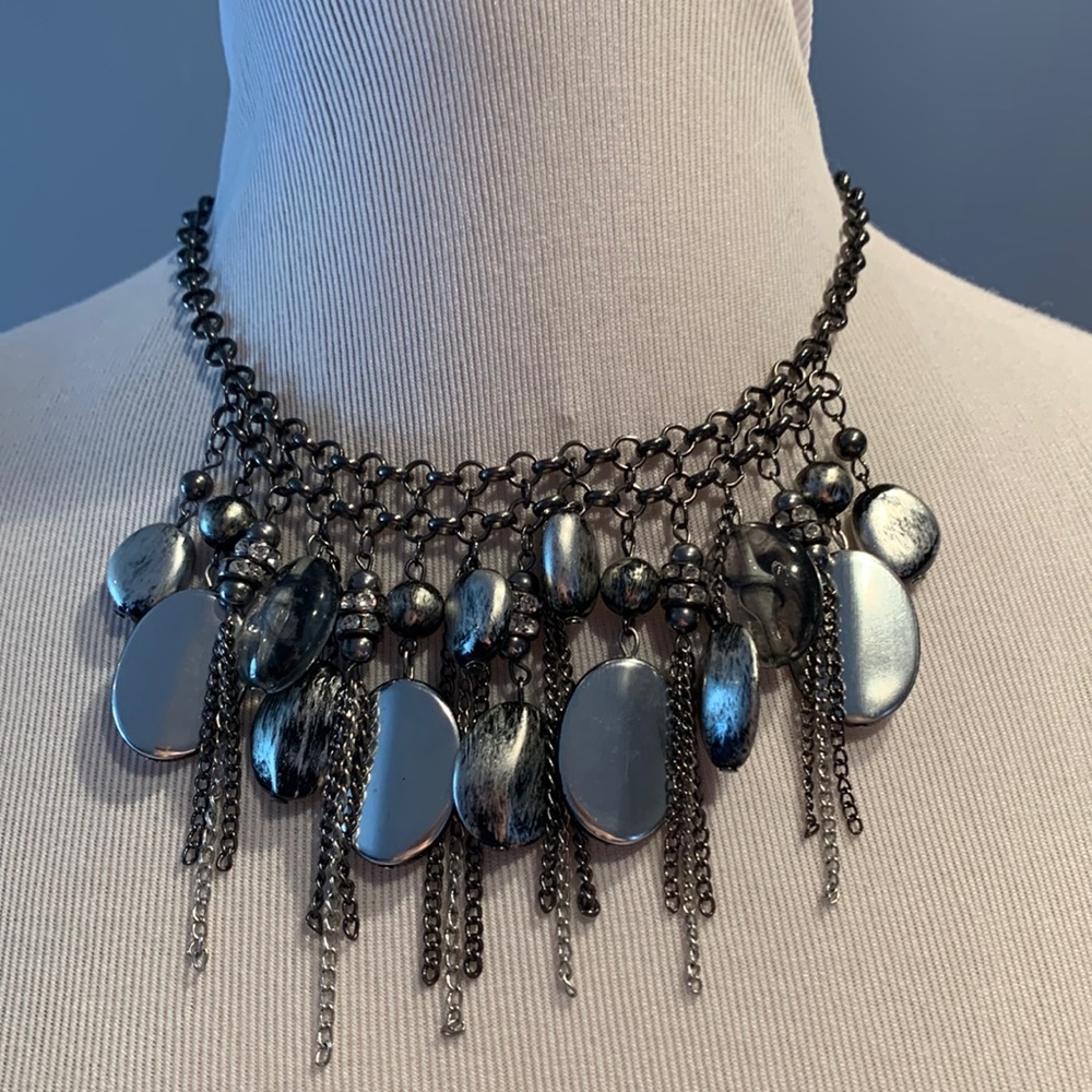 Gunmetal stone necklace